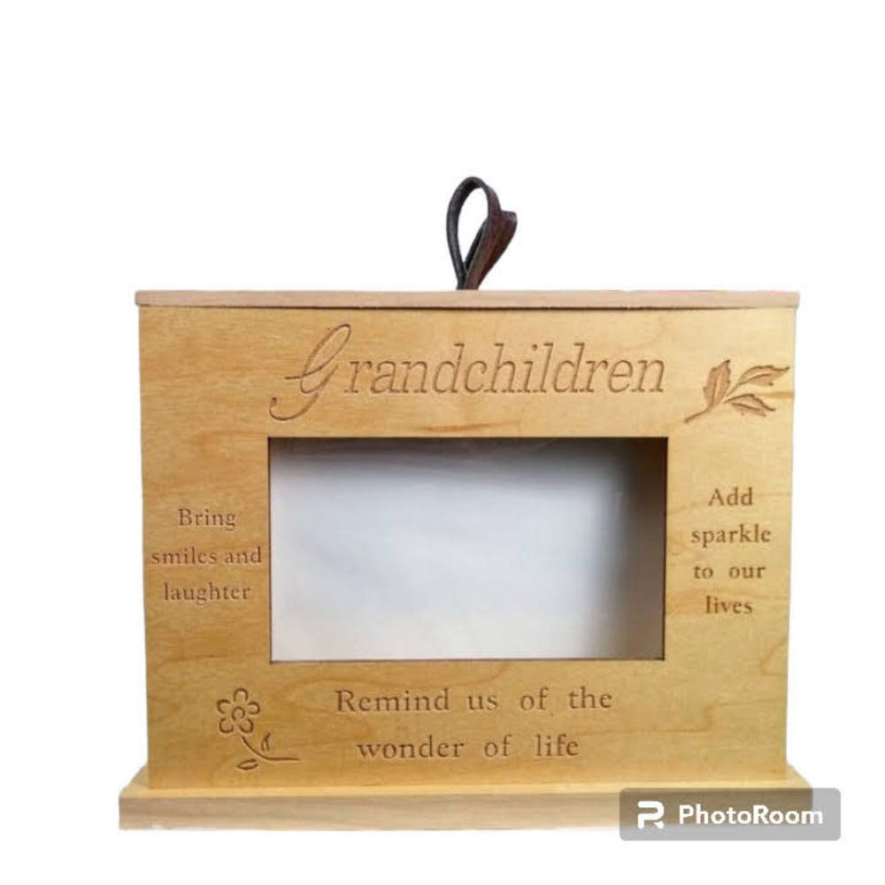 🔥4/$20 Grandchildren Wood Picture Frame/Photos Holder Tan Engraved *MIN WEAR